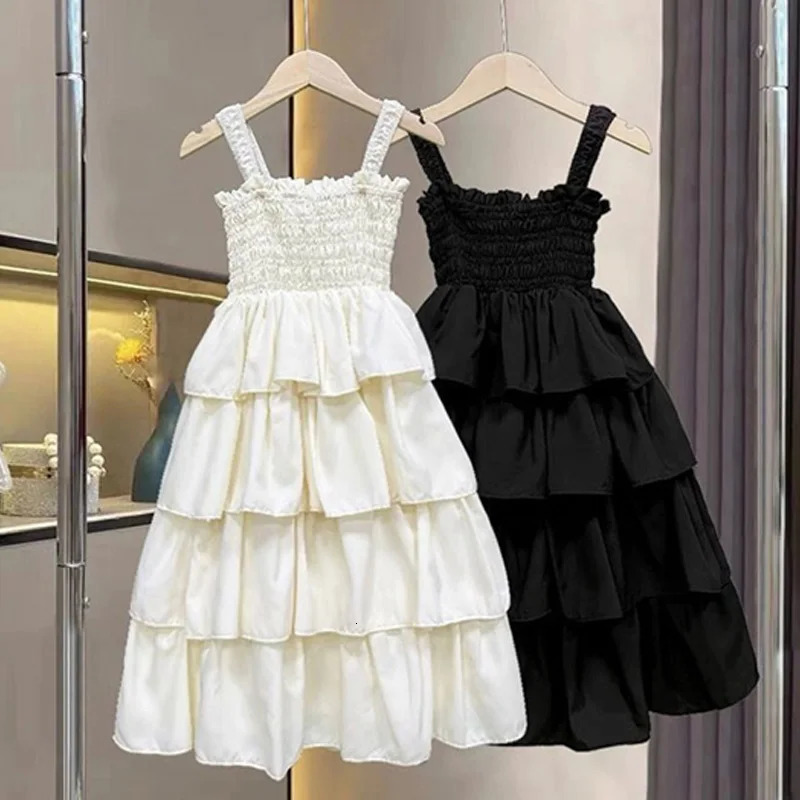 Summer Girls Dress Children Layers Slip Sling Long Gown Big Kids Birthday Party Dresses Teenager Sleeveless Casual Clothing 250725