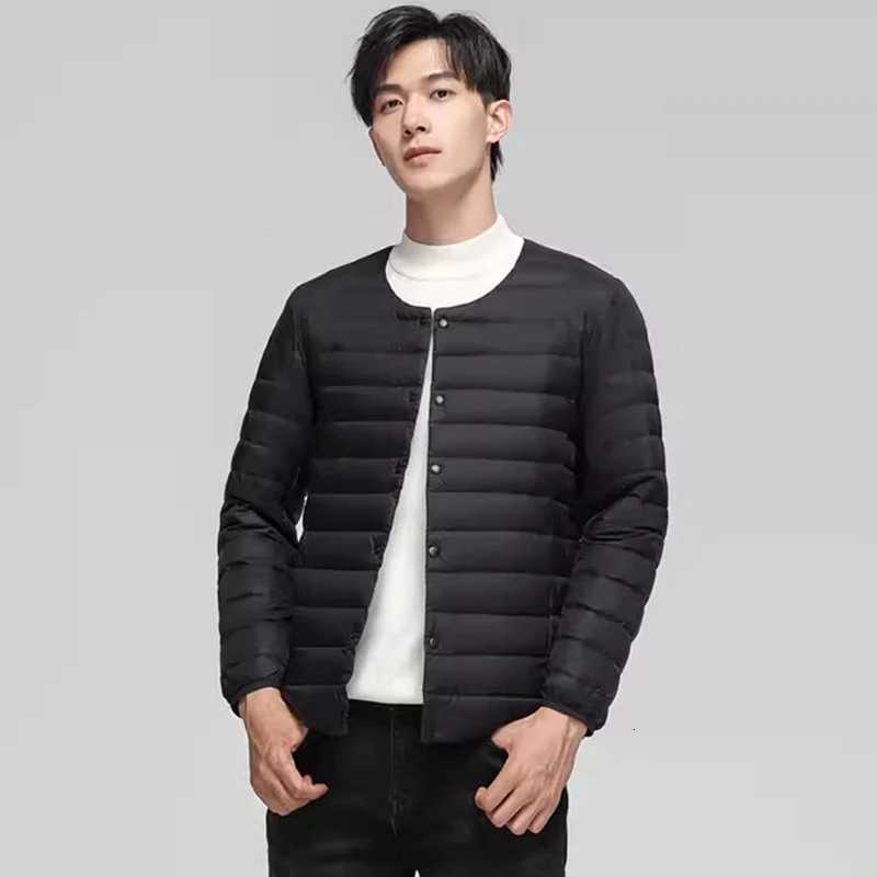0-10 Men Down Jackets 2024 New Autumn Ultra Light Male Collarless Duck Down Coat Puffy Quilted Lining Outerwear Thin Parkas X250725