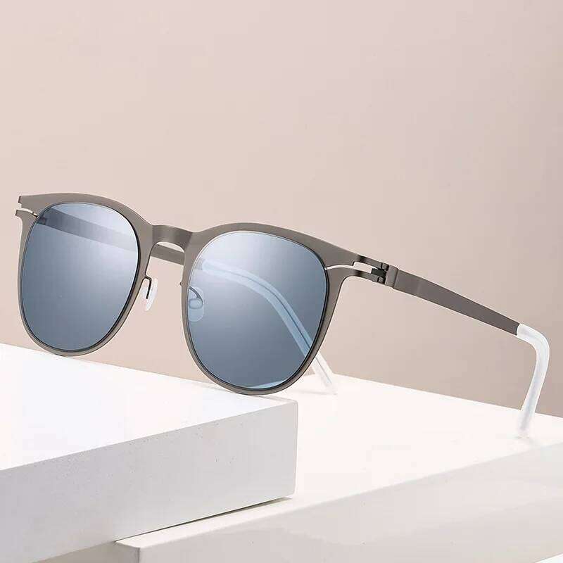 Top Quality Lightweight Stainless Steel Sunglasses Screwless Handmade for CALLUM Sun Glasses Men UV Protection Round Women