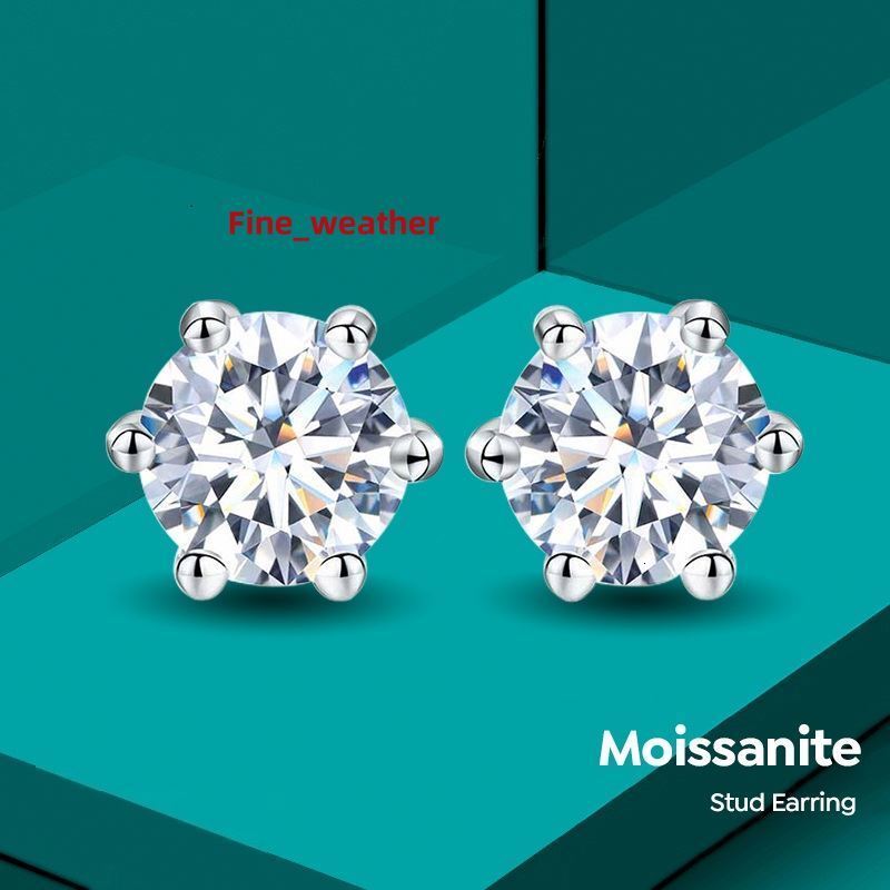 Moissanite Stone Stud Earrings 925 Sterling Silver 18k Gold Rhodium 0.5 1 2 Ct GRA Women Luxury Fine Wedding Jewelry ATTAGEMS
