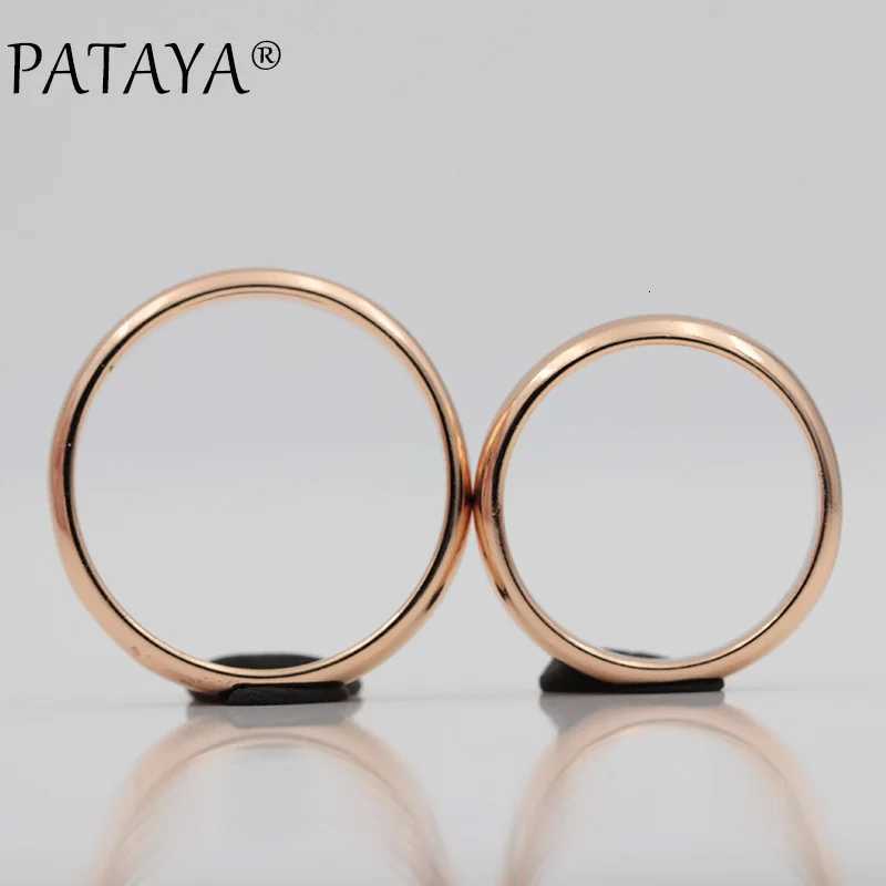 PATAYA launches 585 rose gold color smooth romantic simple couple ring for womens wedding party unique exquisite jewelry W250417