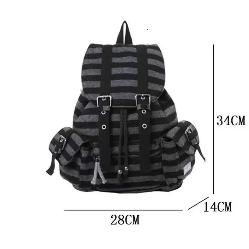 High Quality Korean Style Backpacks Drawstring Design Large Capacity Casual Bookbags Soft Flat Stripe Tote Bags Y250724