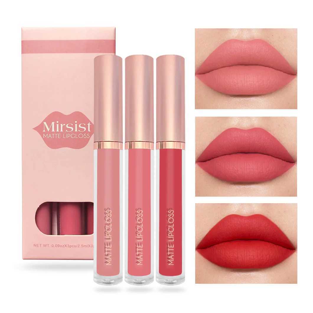 Velvet Matte 3pcs Lip Gloss Set Non Sticky Red Lip Glaze Hydrating Long Lasting Liquid Lipstick Not Fade Waterproof makeupXJ250724