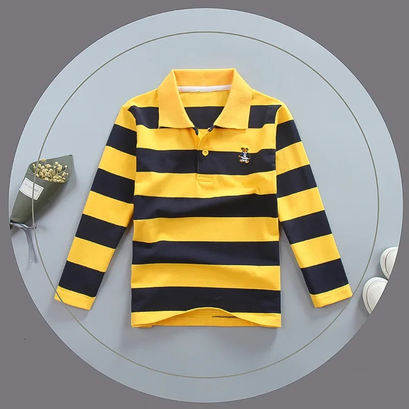 Boy Polo Shirt Kids Clothes Tops Color Stripes Turn-down Collar Autumn Long Sleeve Polos Baby Boy Camisetas Boys Shirts Teen 250725