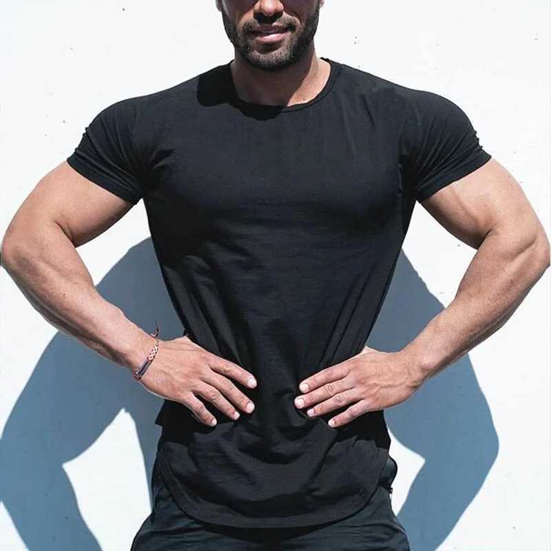 Plain Clothing Fashion T Shirt Men Cotton Breathable Fitness Mens Short Sleeve T-shirt Gym Tshirt Summer Tight Tee Shirt Homme Y250724