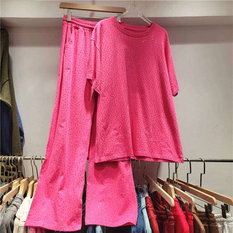 Women's 2 Piece Set Loose Short Sleeve T-Shirt Elastic Waist Full Dias Casual Pants 2025 New Fashion Summer 29A1742