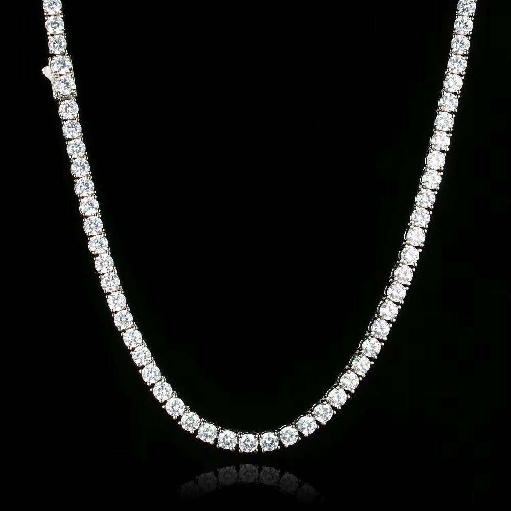 Fine Jewelry Hip Hop Sterling Sier VVS Moissanite Dia Cluster Iced Out Tennis Chain Bracelet Necklace for Men Women