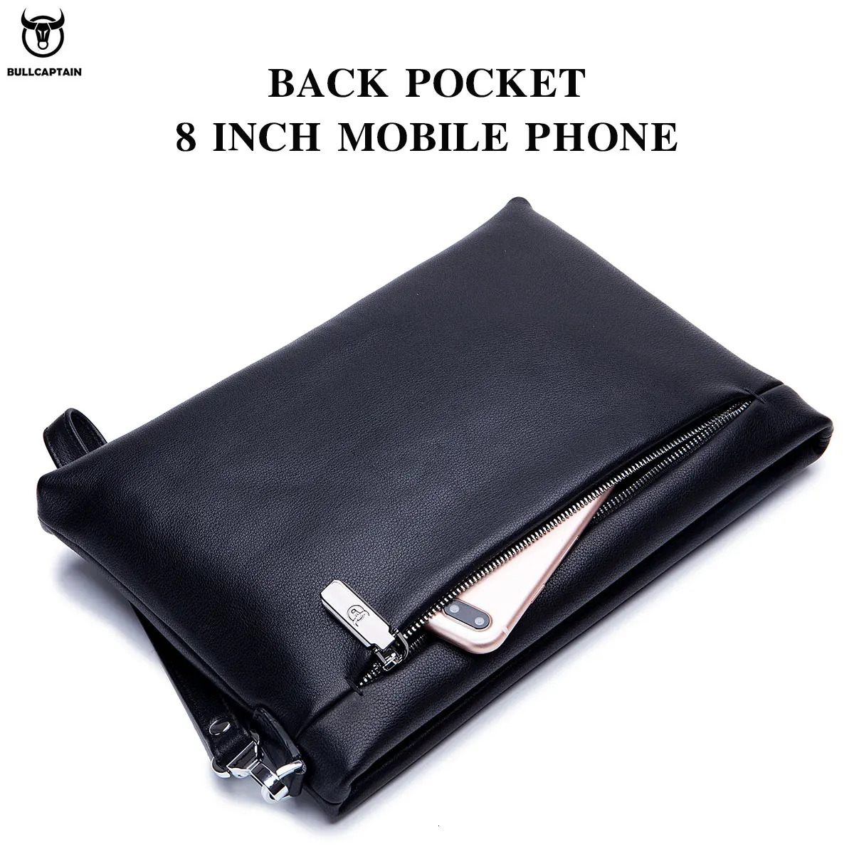 Bullcaptain Mens Long Wallet RFID Blocking Card Holder Mens Clutch Envelope Bag Business Casual Mens Underarm Bag Handbag 250723