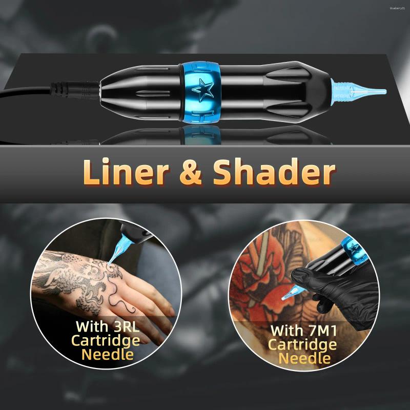 Tattoo Guns Kits Gun Kit Rotary Pen Mini Power Supply 20pcs Needles Practice Inks Pigment Complete Machine