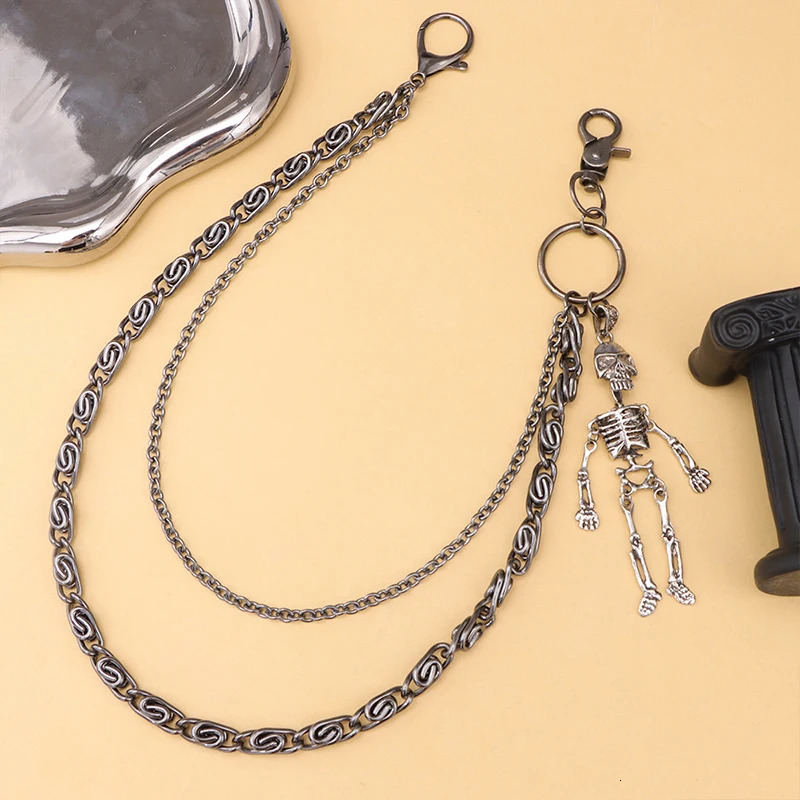 Hip Hop Fashion Skeleton Decorative Metal Waist Chain Punk Personalized Vintage Trouser Chain Double Layered Waist Chain Gifts 250722