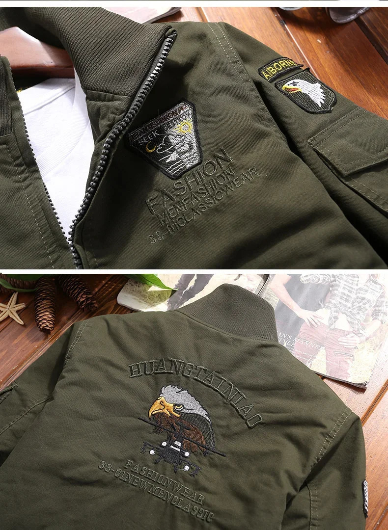 Outdoor Boxing Cargo Jacket Mens High Quality Vintage Embroidered Windbreaker 2024 Autumn Wild Hunting Pure Cotton Warm Coat 250717