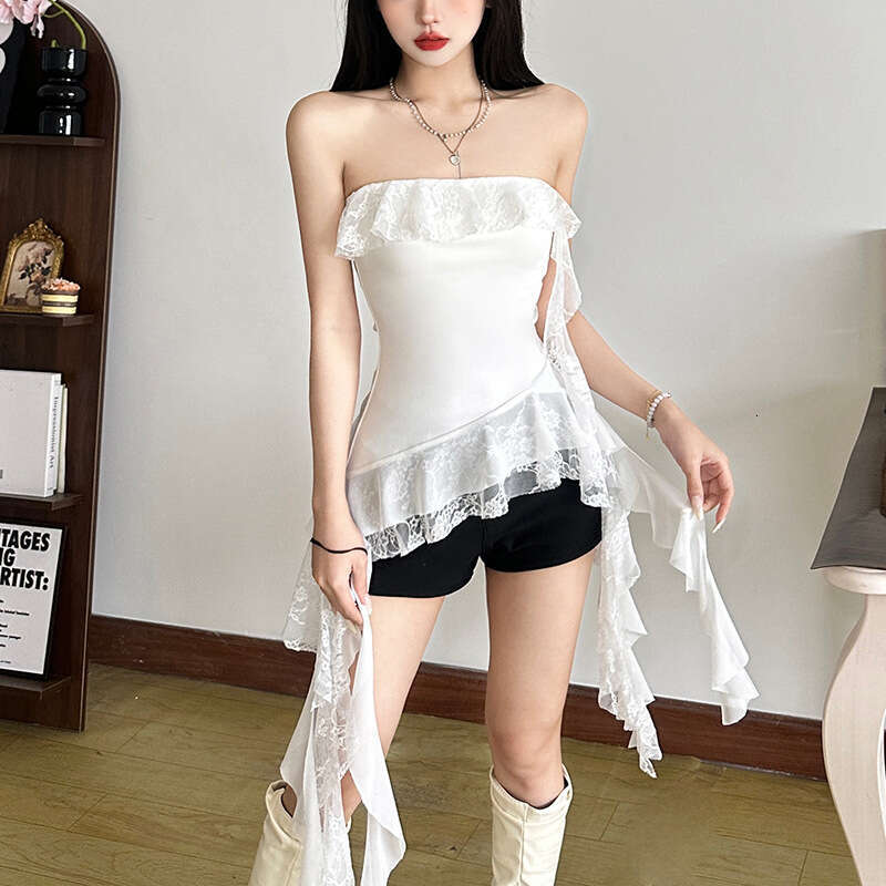2025 Spring New Women's Solid Color Slim Street Fashion Off-Shoulder Wrap Chest Backless Vest 003