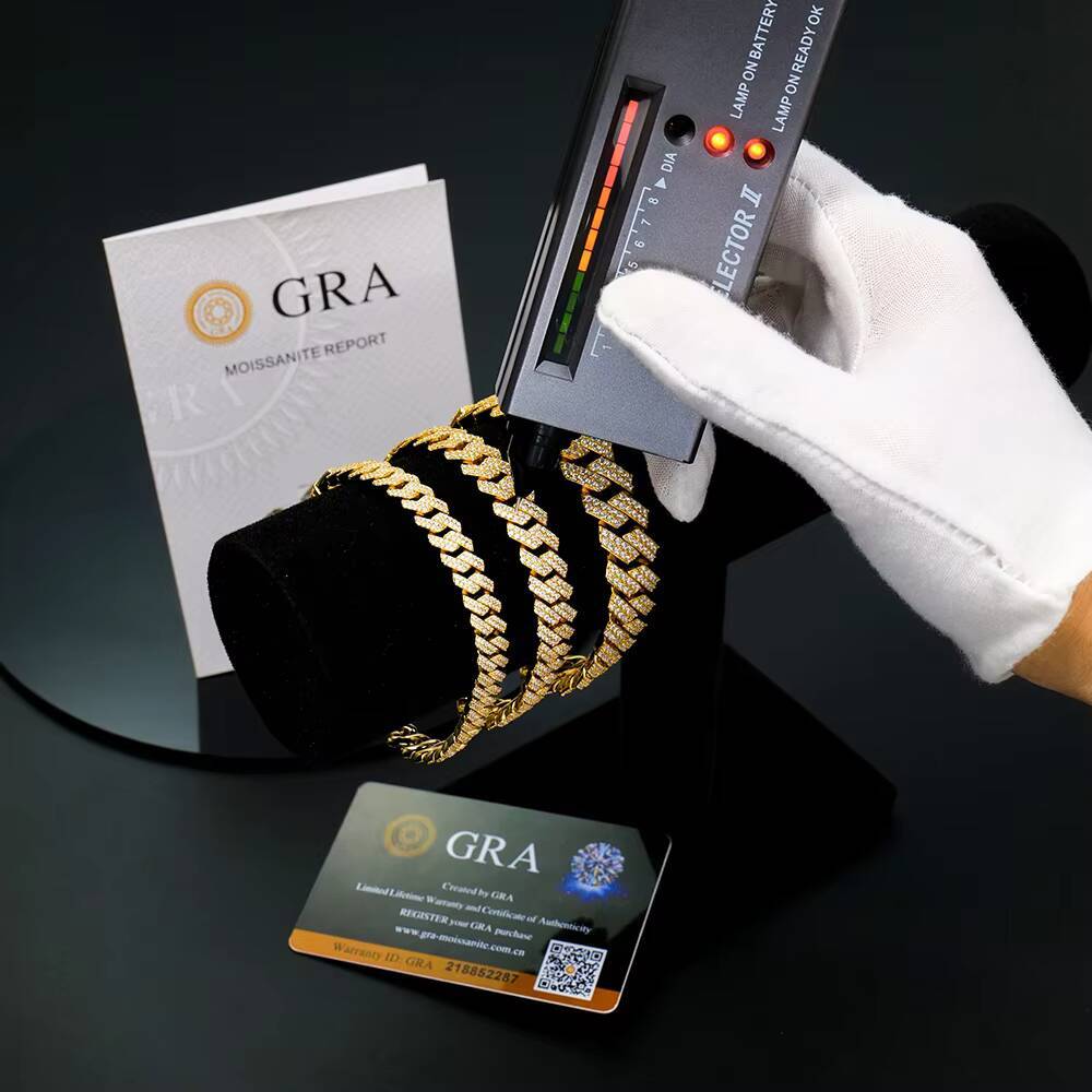 10mm Iced Out Cuban Link 925 Sterling Silver VVS Moissanite Hip Hop Bracelet Bangle Fashionable Jewelry with GRA Certificate