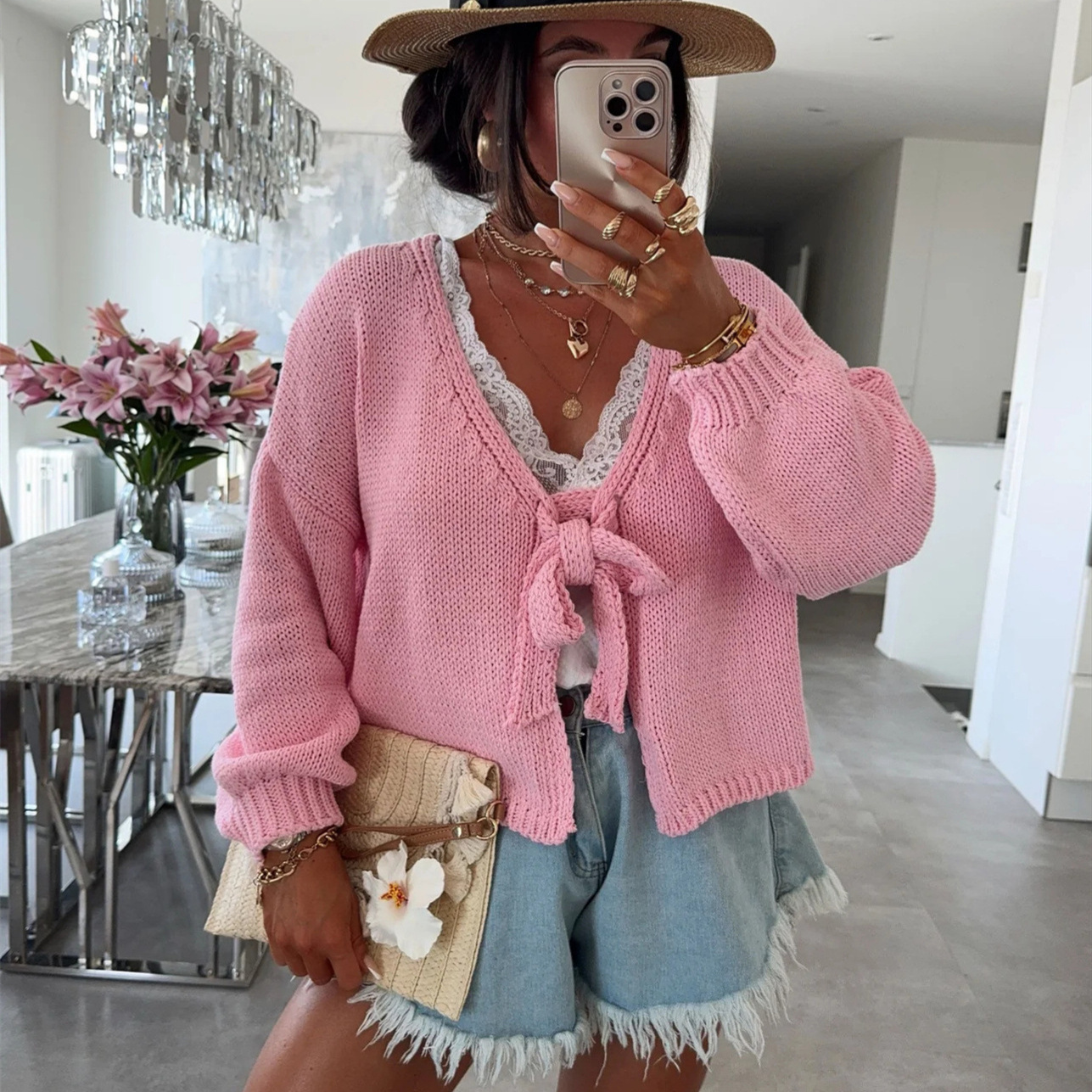 new Free shipping designer sweater for women Fashionable and minimalist sweater loose and comfortable knit top