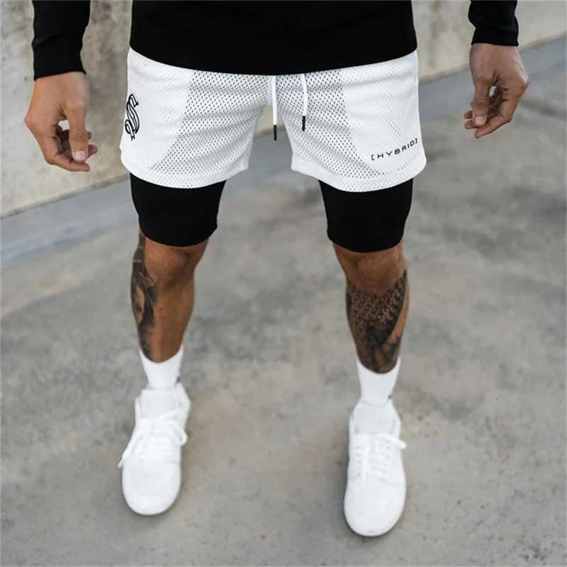 2 in 1 Summer Printing Breathable Mens Gym Fitness Running Shorts Quick Dry Male Shorts Mesh Bodybuilding Short Pants W250724