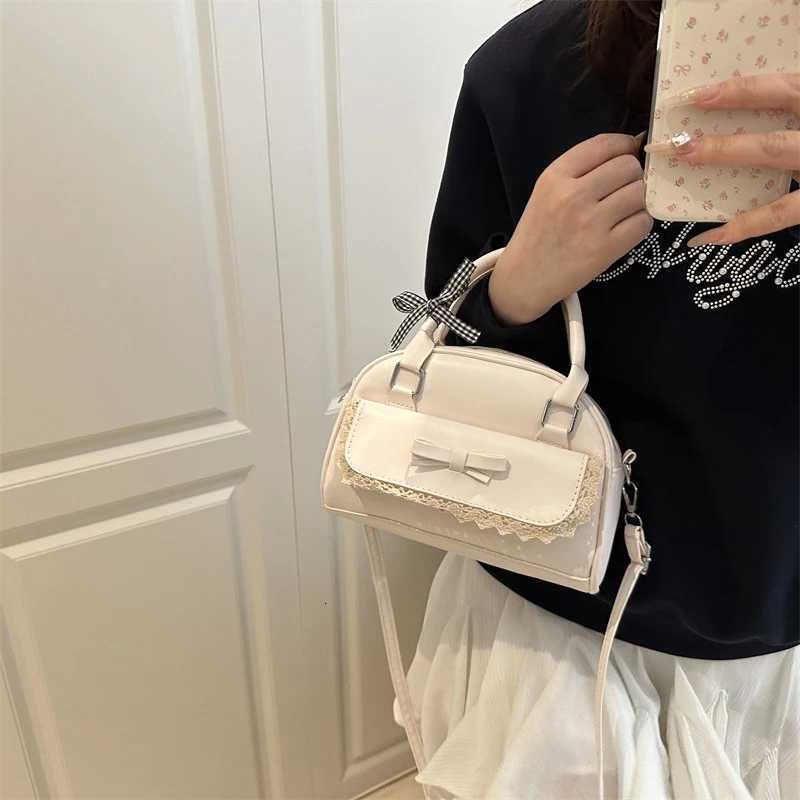 2025 Korean Version Versatile Bow-tie Hand-held Boston Bag for Women Fashionable Sweet and Casual Crossbody Bag Y250725