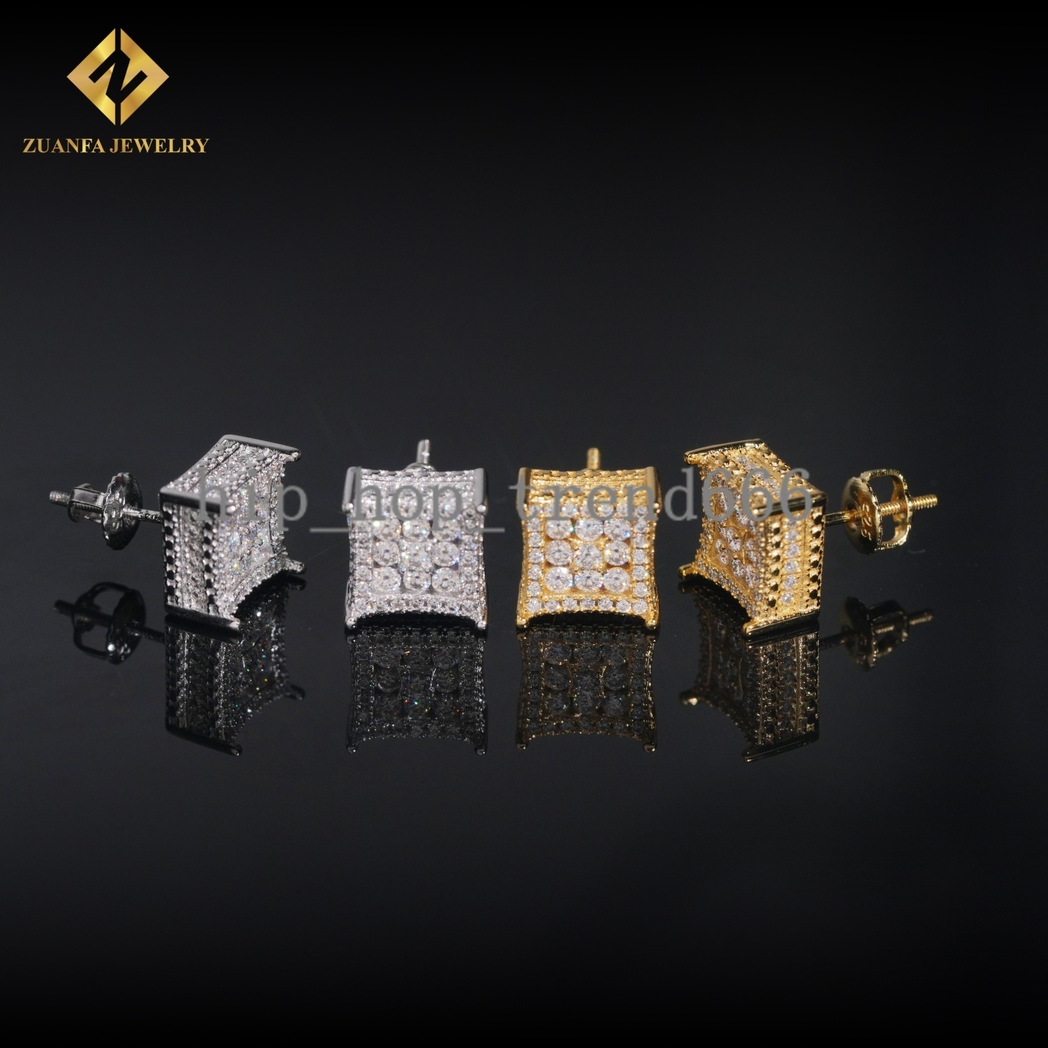 Factory Direct Fashion Stud Earring 925 Sterling Silver Jewelry VVS Moissanite Iced Out Screw Back Earrings