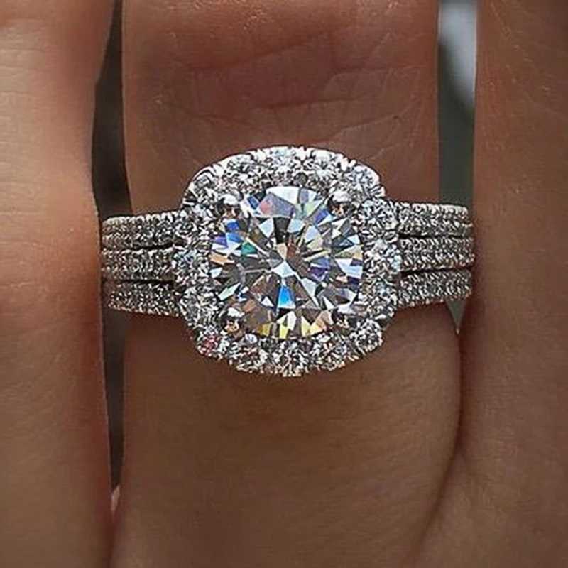 Huitan Trendy Womens Ring Bright Cubic Zirconia Luxury Engagement Ring Fashion Wedding Party Jewelry Direct Shipping W250417