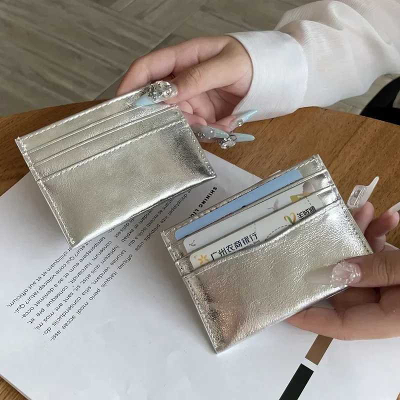 Womens Holder Coin Purse Genuine Leather Wallet Ultra-thin Bank ID Card Bag Silver Business Card Wallet for Women Z250725