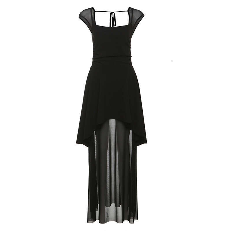 2025 Style Sexy Backless Square Neck High Waist Ruched Tie Fashion Evening Slim Fit Dress 0e6