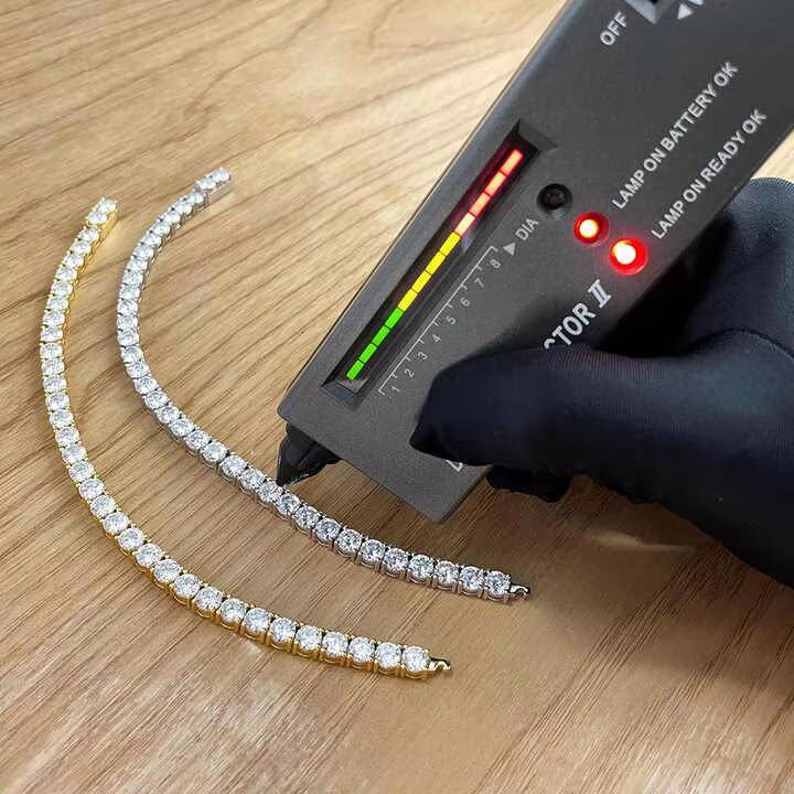 Wholesale Unisex Sterling 925 Silver Hip Hop Tennis Chain Bracelet High-End Iced Moissanite Diamond Custom Design Rapper Style