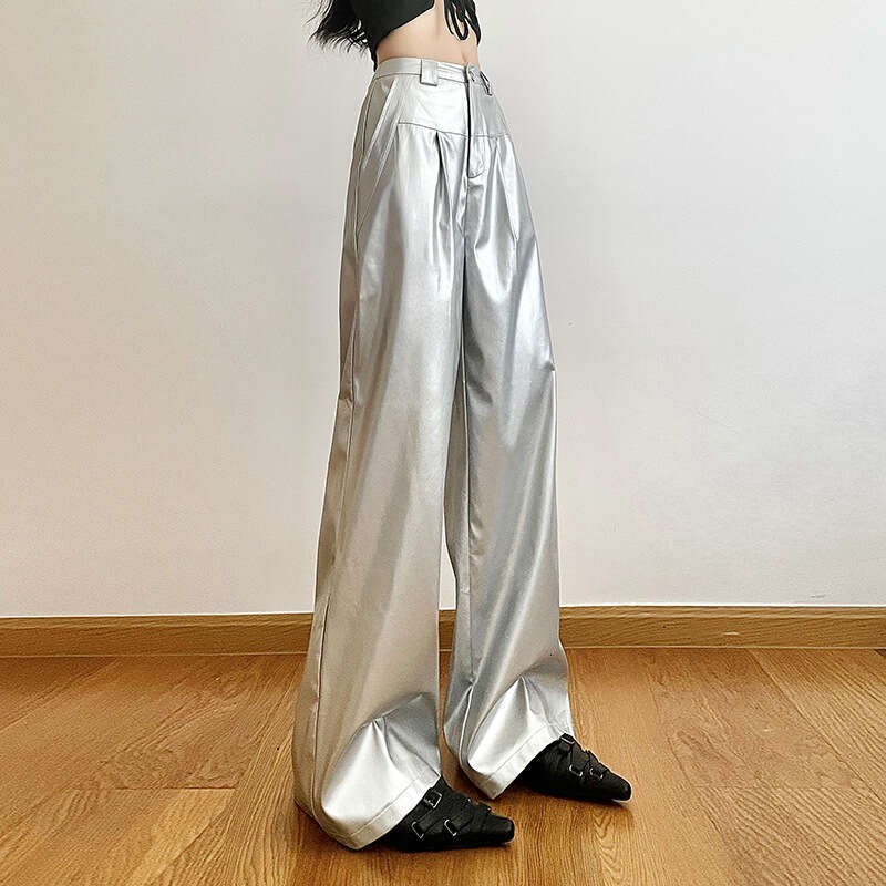 2023 Summer New Women's Solid Color Loose Street Fashion High Waist Casual Straight Wide Leg Pants 62c