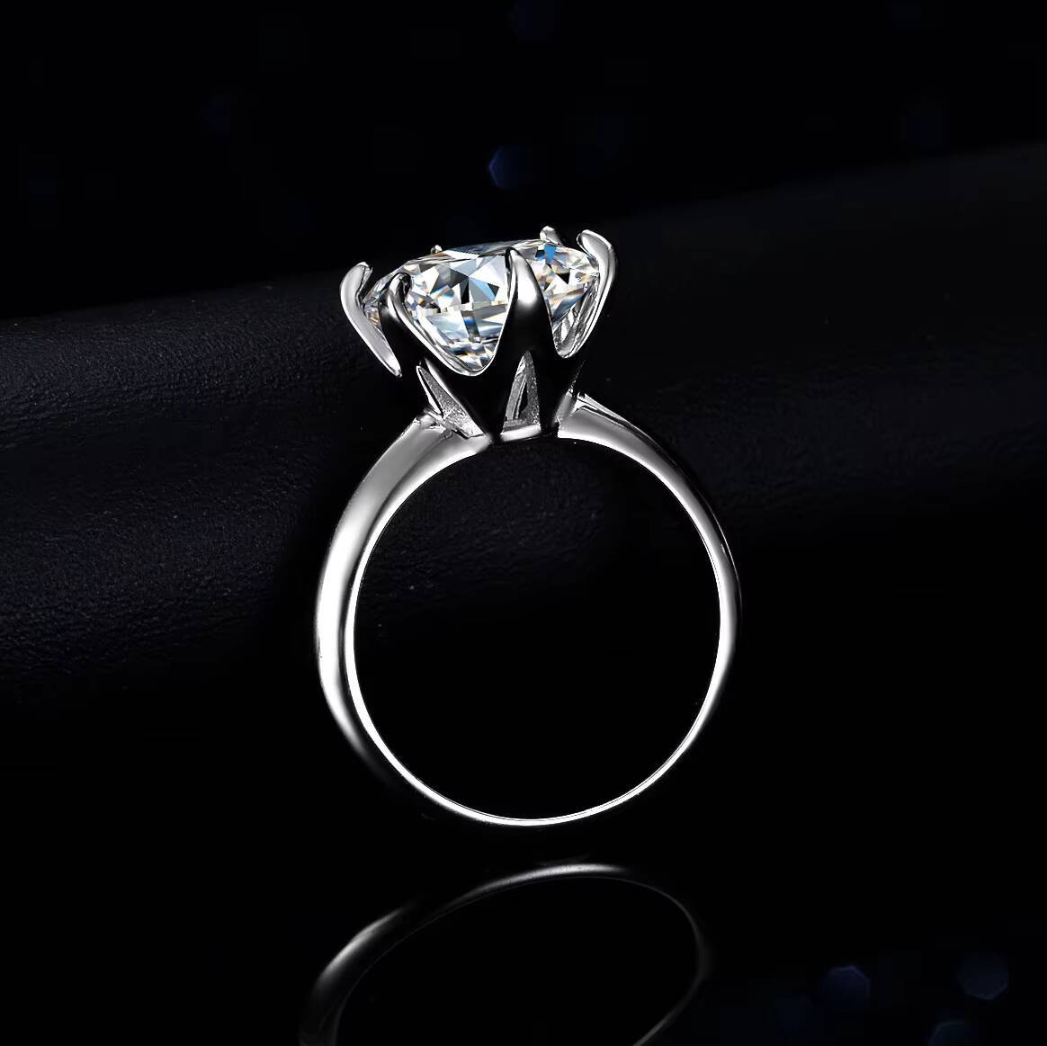 Custom 10ct Moissanite Ring Round Cut VVS S925 Sterling Silver Gold Plated Ring Moissanite Engagement Ring