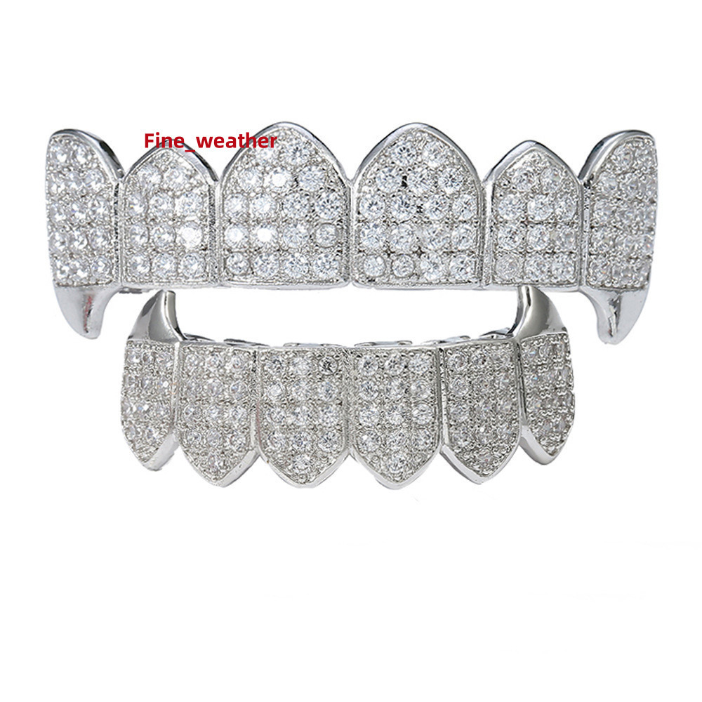 Custom Hip Hop Teeth Silver Grillz Iced Out Vvs Natural Diamond Moissanite Grillz for Teeth