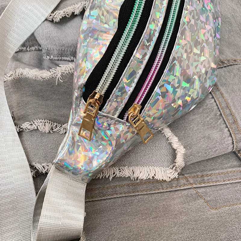 Gradient Color Fanny Pack Laser Holography Crossbody Waist Bag Pack Belt Bag Travel Walking Running Hiking Cycling Sport Workout Y250724