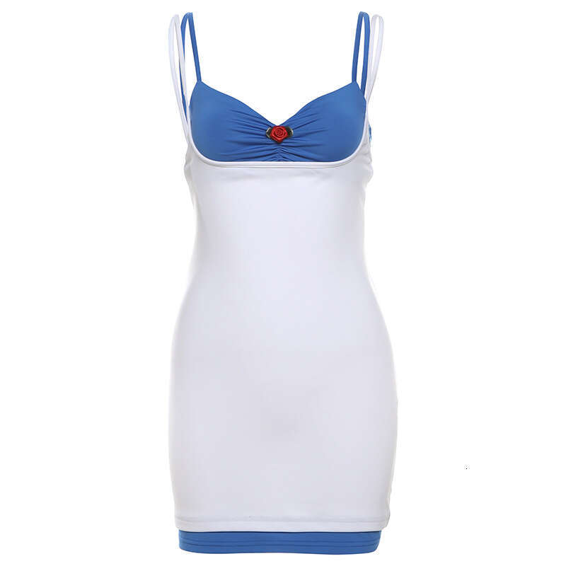 Women's Clothing 2024 WUSH Summer New Sexy Strap Dress Solid Color Base Tank Top Two-Piece Set d8a