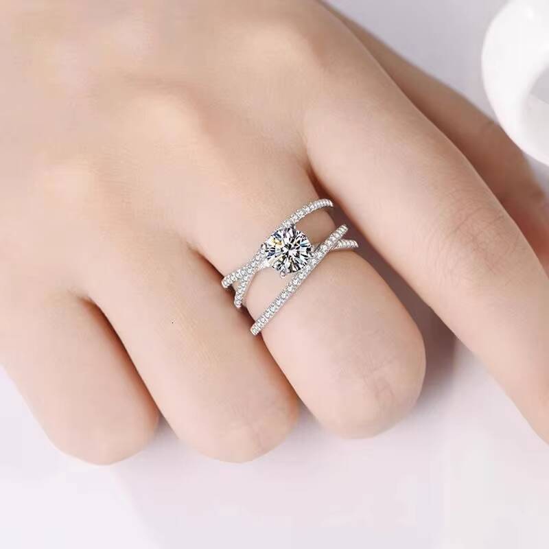 S925 Sterling Silver Classic Moissanite Ring with Gold Finish Advanced Collection of Elegantly Designed Earrings