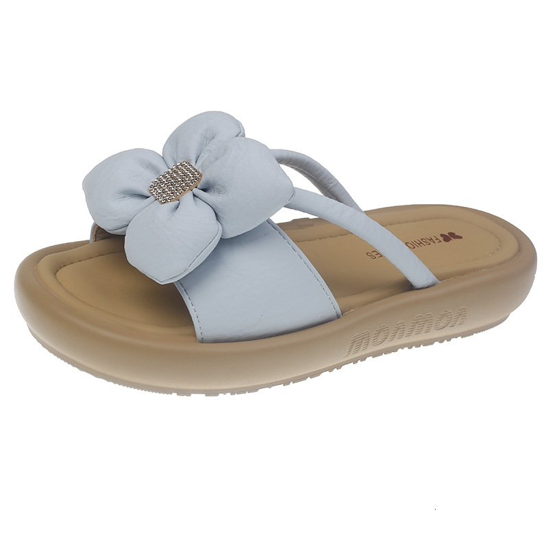 Ddmysports Fashion Rhinestone Flower Thick Sole Slippers For Women Summer Outdoor New Fairy Style One Strap Platform Sandals Outdoor Shoes