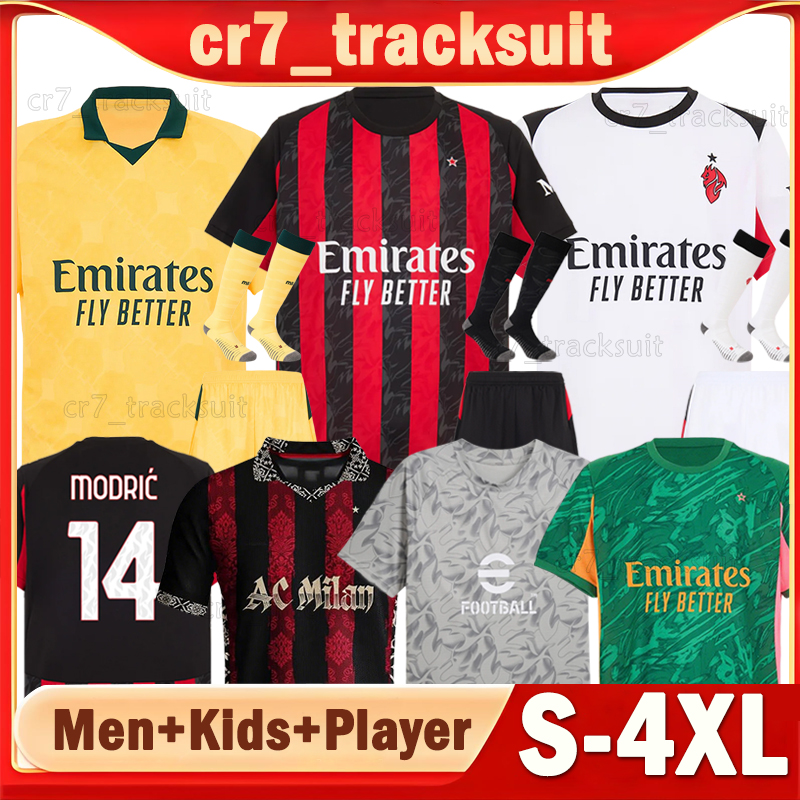 XXXL 4XL 2025 2026 MODRIC AC PULISIC Soccer Jerseys 25 26 RAFA LEAO GIMENEZ MILAN CHUKWUEZE Player Version Football Shirts Goalkeeper Men Uniforms kids kits Set
