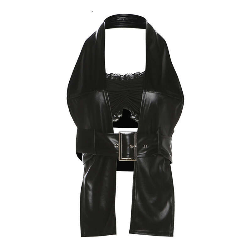 2024 Autumn Winter New Women's Solid Color Slim Fit Tube Top Fashion Halter Two-Piece Set Backless Vest 010