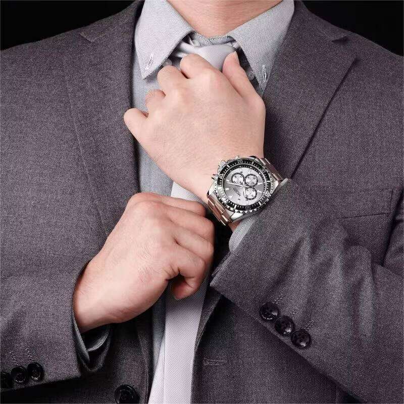 DHwatches MEGIR Men's Watch - Chronograph, Luminous, 30M Waterproof, Stainless Steel, Business Quartz Wristwatch