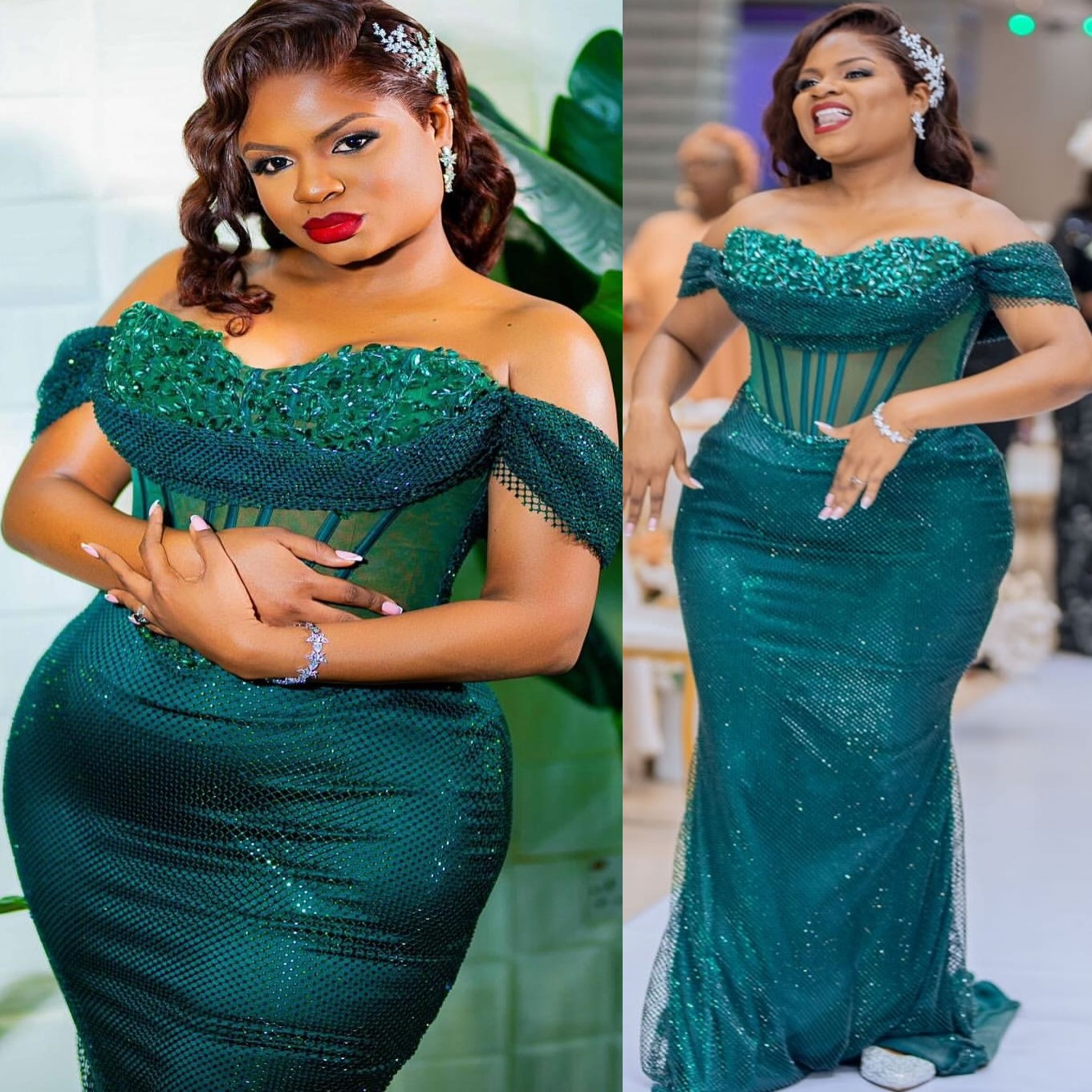 Mermaid Dark Green Prom Dresses 2025 Crystals Sequined Sweetheart Evening Formal Party Second Birthday Engagement Gowns Plus Size Dress For Special Oc