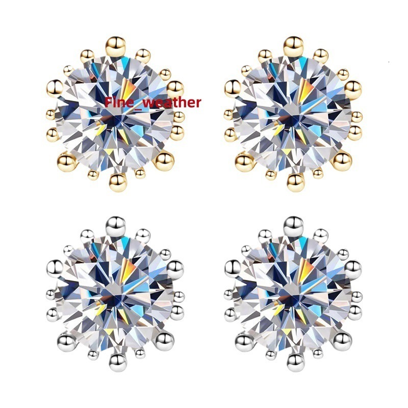 Fashionable Simple 2 Carat D Color Moissanite Earrings High-End S925 Sterling Silver Niche Design for Women