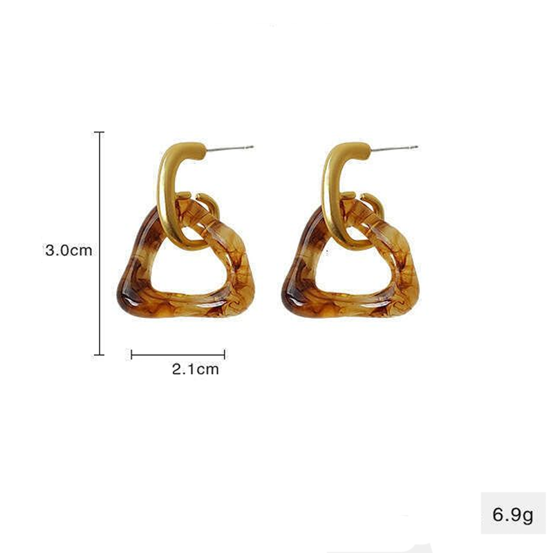 Caramel Cheese Sier Needle Matte Geometric Design Hollow Acrylic for Women Elegant Ear Jewelry Earrings