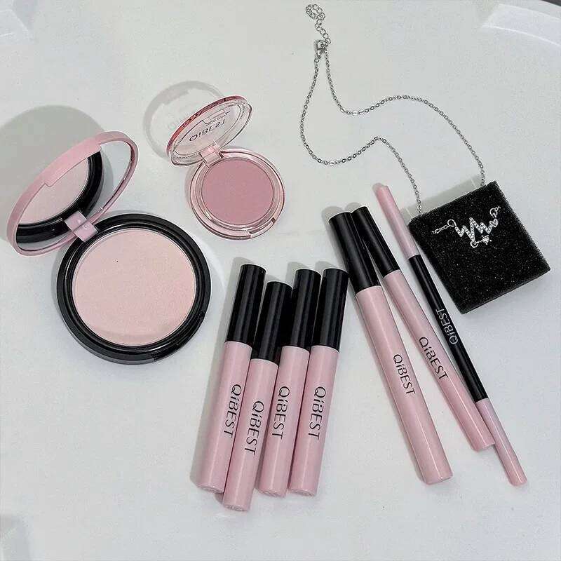 QIBEST Camera Makeup Set Include 4PC Lip d,1 Pressed Powder,1 Blush,1 Eyeliner,1 Mascara,1 Eyebrow Pencil Cosmetic Sets Gift X250725