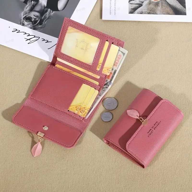 Small Wallet PU Leather Leaf Pendant Card Holder Organizer Zipper Coin Purse for Women Wallet Z250725