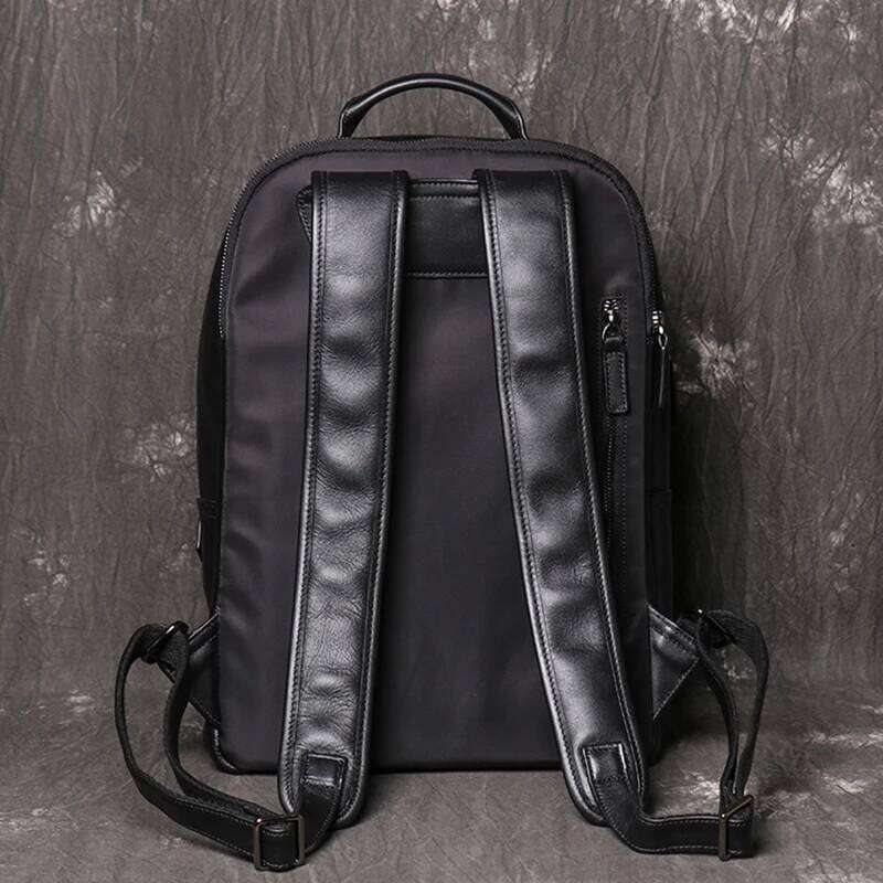 Natural Cowhide 100% Genuine Leather Men and Women Fashion Casual Laptop Bags Travel Camping Teenager Backpacks