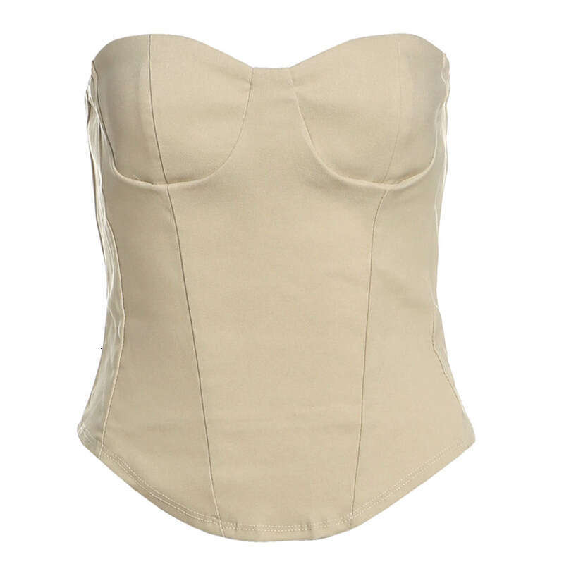 2025 Spring New Women's Fashion Solid Color Slim Street Style Off-Shoulder Tube Top Backless Vest ef4