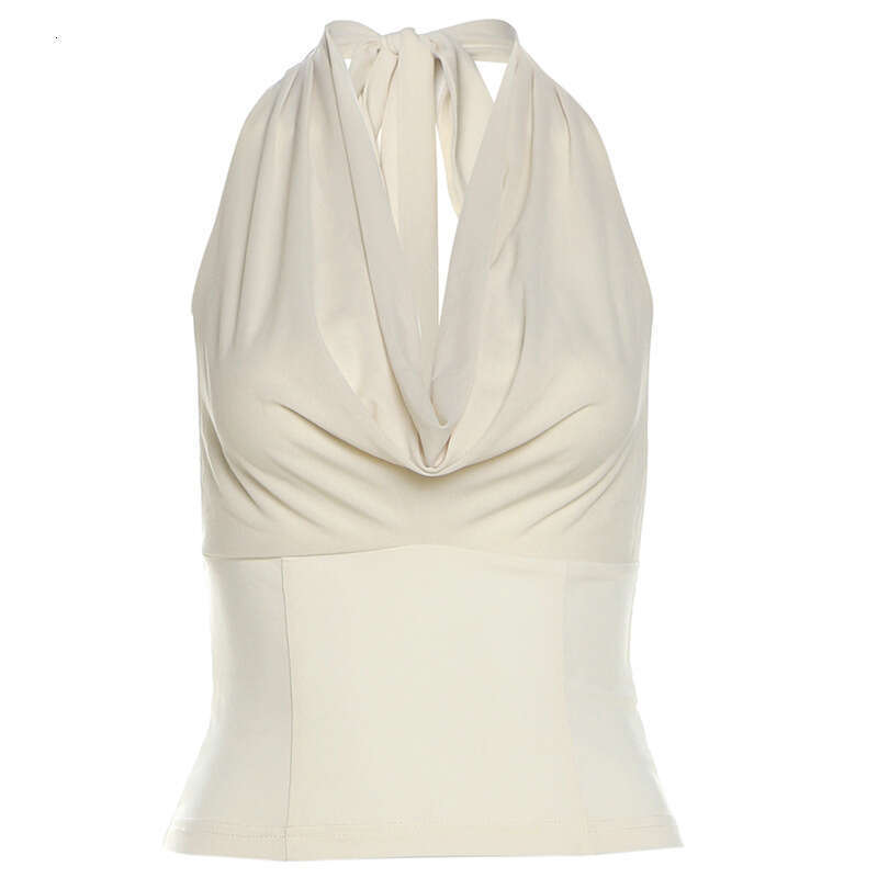 2024 Summer New Women's Solid Color Slim Fit Street Fashion Halter Sexy Backless Tank Top bef