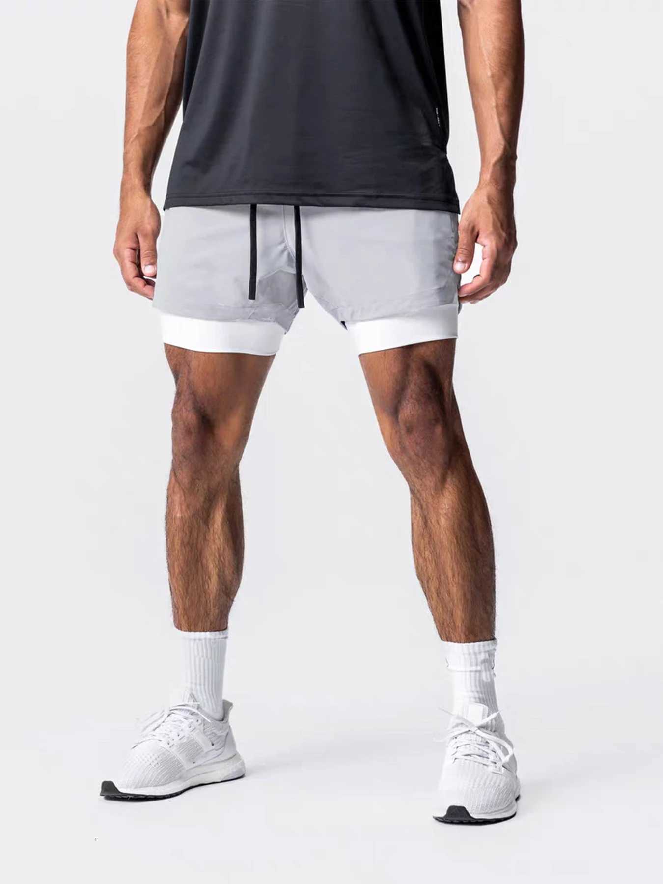 Sports shorts for men double layered quick-drying elastic basketball running training equipment deep squat fitness W250724