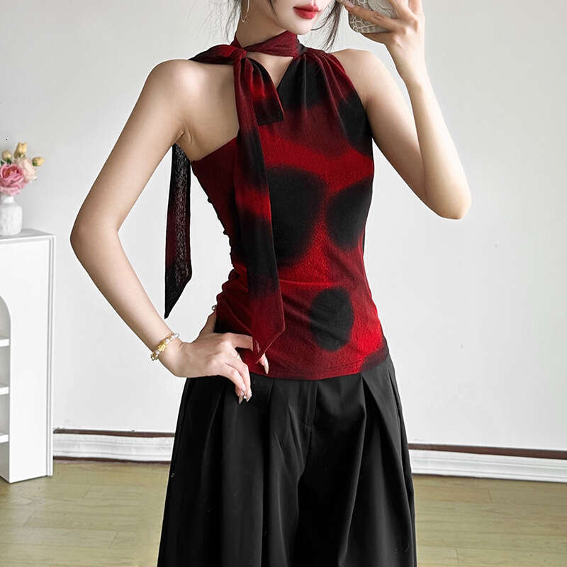 INS Style 2025 Spring New Women's Solid Color Slim Street Fashion Halter Neck Sleeveless Tank Top 842