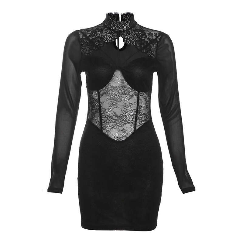 2024 Autumn Winter New Women's Solid Color Slim High Waist Street Fashion Round Neck Long Sleeve Dress 746