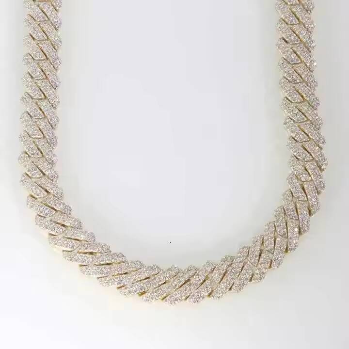 925 Silver Moissanite Link Chain Necklace with VVS Diamonds Gold Plating Bling Hip Hop Style Cute Design for Party or Gift