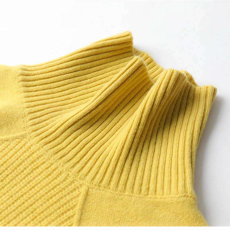 Cashmere Color Knitted Turtleneck Pullover 100% Pure Wool Loose Large Size Sweater Women MDNG