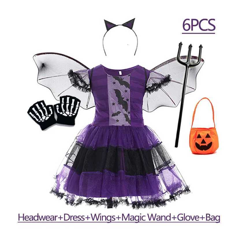 2025 Halloween Witch Costume for Girls Cosplay Witch Pumpkin Bat Dress Kids Dress Suit Carnival Par Performance Costumes Z250725