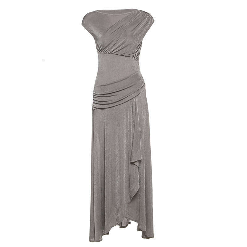 2025 Summer New Style Slim Fit Round Neck Fashion Casual Trendy Elegant Versatile Long Dress for Women 24b